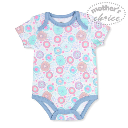 MOTHER'S CHOICE 5-Pc 100% Cotton Short-Sleeved Baby Bodysuit (Stay Happy Sea)