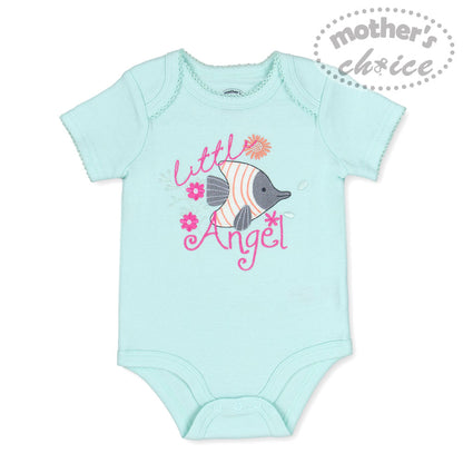 MOTHER'S CHOICE 5-Pc 100% Cotton Short-Sleeved Baby Bodysuit (Stay Happy Sea)