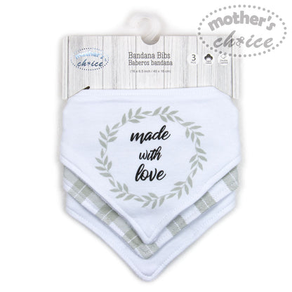 MOTHER'S CHOICE 3-Pc 100% Cotton Newborn Baby Bandana Bibs