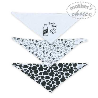 MOTHER'S CHOICE 3-Pc 100% Cotton Newborn Baby Bandana Bibs