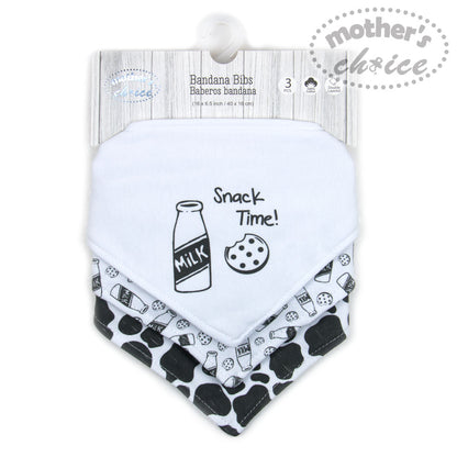 MOTHER'S CHOICE 3-Pc 100% Cotton Newborn Baby Bandana Bibs
