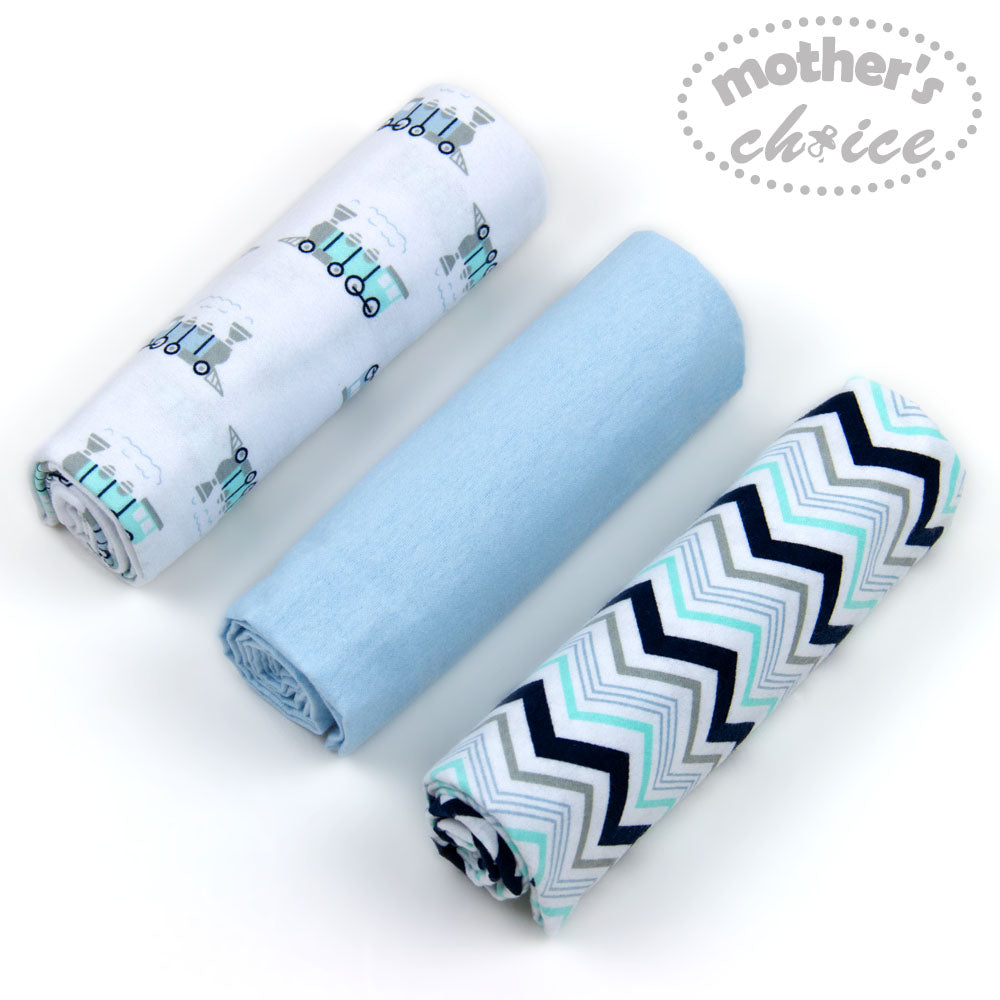 MOTHER'S CHOICE 3-Pc Flannel Receiver With Overlock Binding