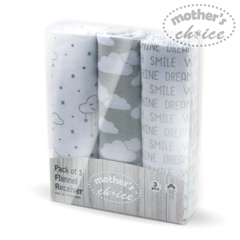 MOTHER'S CHOICE 3-Pc Flannel Receiver With Overlock Binding