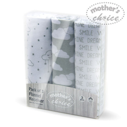 MOTHER'S CHOICE 3-Pc Flannel Receiver With Overlock Binding