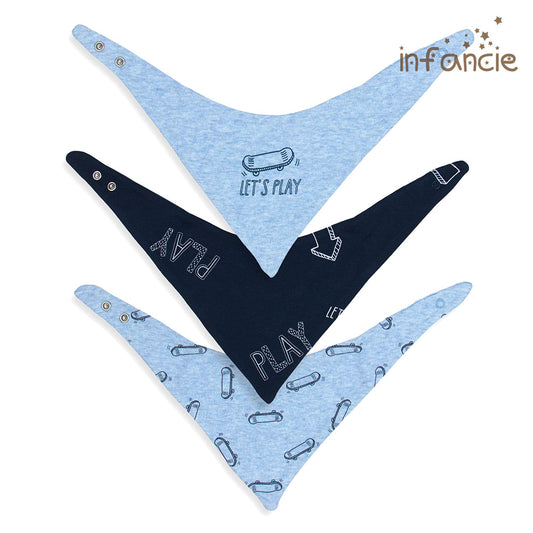 INFANCIE 3-Pc 100% Cotton Baby Bandana Bib