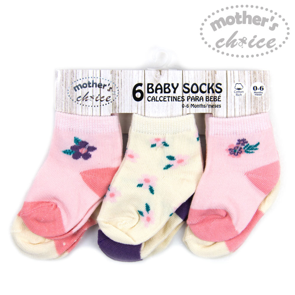 MOTHER'S CHOICE 6-Pk Newborn Baby Socks Box