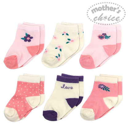 MOTHER'S CHOICE 6-Pk Newborn Baby Socks Box