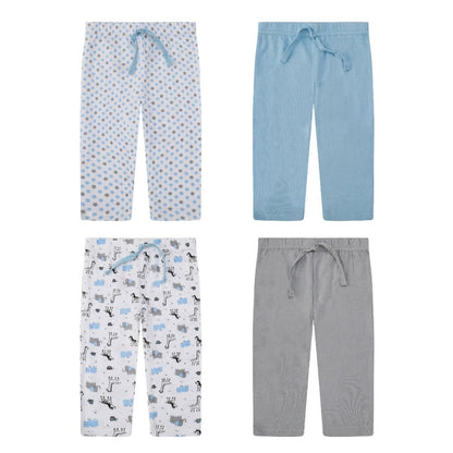 MOTHER'S CHOICE 4-Pc 100% Cotton Baby Pants 3-12m (Blue-Mix Safari)