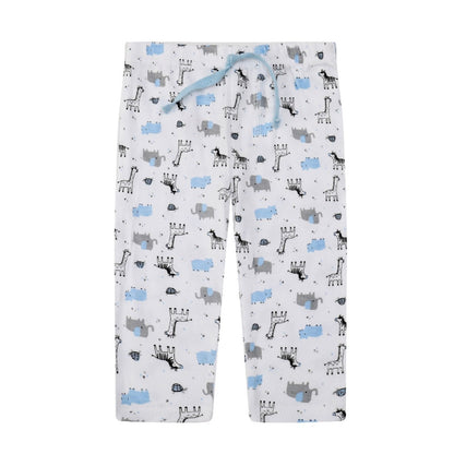 MOTHER'S CHOICE 4-Pc 100% Cotton Baby Pants 3-12m (Blue-Mix Safari)