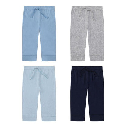 MOTHER'S CHOICE 4-Pc 100% Cotton Baby Pants 3-12m (Navy-Blue Mix)