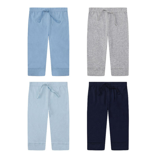 MOTHER'S CHOICE 4-Pc 100% Cotton Baby Pants 3-12m (Navy-Blue Mix)
