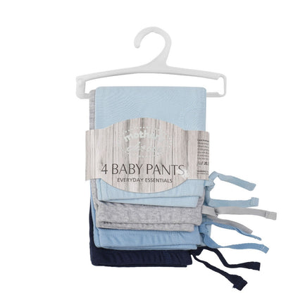 MOTHER'S CHOICE 4-Pc 100% Cotton Baby Pants 3-12m (Navy-Blue Mix)