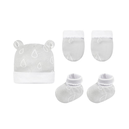 INFANCIE 3-Pc Bamboo Cotton Newborn Baby Booties, Mittens and Hat Gift Set