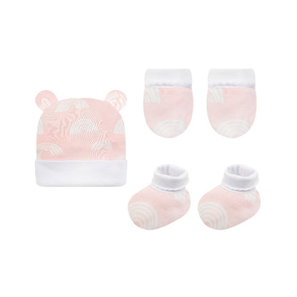 INFANCIE 3-Pc Bamboo Cotton Newborn Baby Booties, Mittens and Hat Gift Set