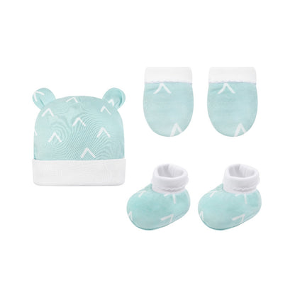 INFANCIE 3-Pc Bamboo Cotton Newborn Baby Booties, Mittens and Hat Gift Set