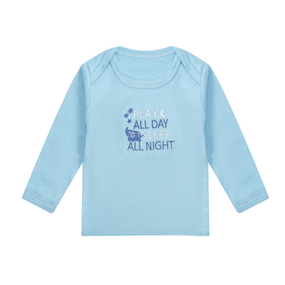 MOTHER'S CHOICE 10-Pc Baby Bodysuit, T-shirt, Pants, Hat, Mittens, Bib, Socks & Wash Cloths Gift Box Set (Light Blue)
