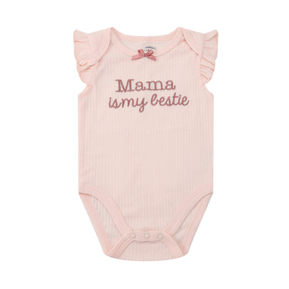 MOTHER'S CHOICE 3-pc Baby Bodysuit, Pants and Headband Set  (Mama is my bestie)
