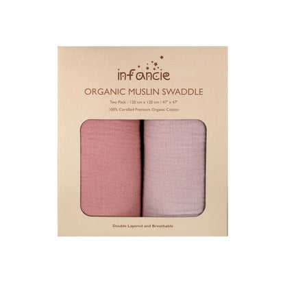 INFANCIE 2-Pc OrganicCotton Baby Muslin Blanket Gift Set
