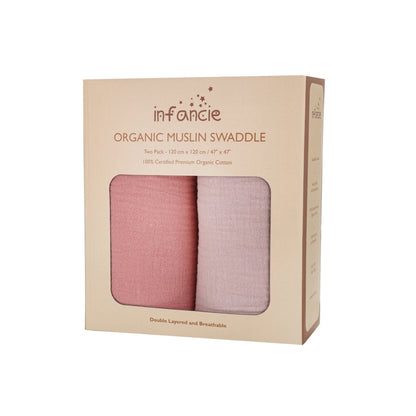 INFANCIE 2-Pc OrganicCotton Baby Muslin Blanket Gift Set