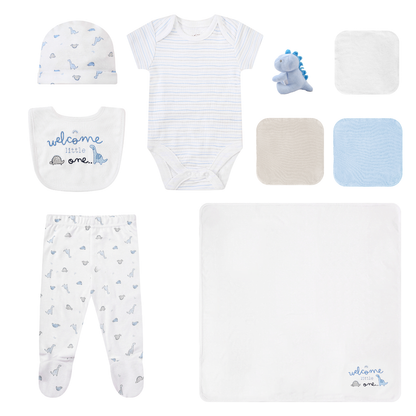 INFANCIE 10-Pc Essential Layette Gift Set (Blue Dino)