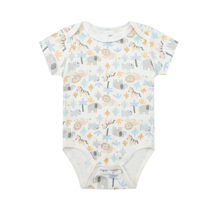 MOTHER'S CHOICE 3-Pc 100% Cotton Short-Sleeved Baby Bodysuit (Hello Sunshine/ Safari)