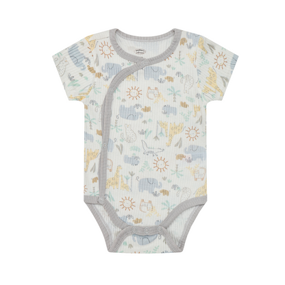 MOTHER'S CHOICE 5-Pc 100% Cotton Short-Sleeved Baby Bodysuit (Green/Yellow Safari)