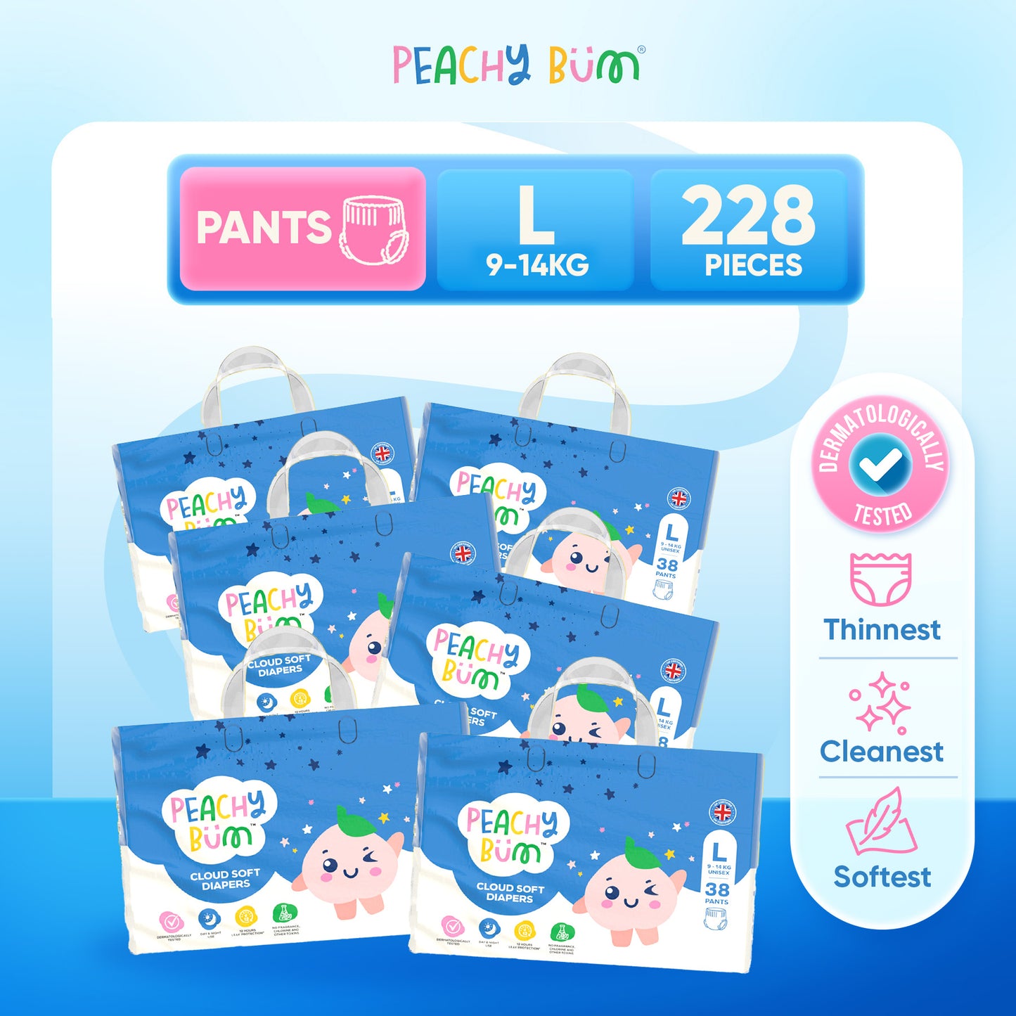 [Bundle of 6] Peachy Bum Cloud Soft Diaper Pants | Size M | Size L | Size XL | Size XXL