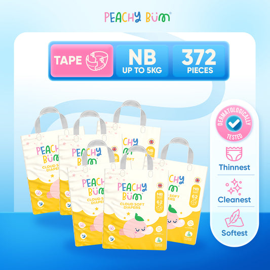 [Bundle of 6] Peachy Bum Cloud Soft Tape Diapers | Size NB | Size S | Size M | Size L