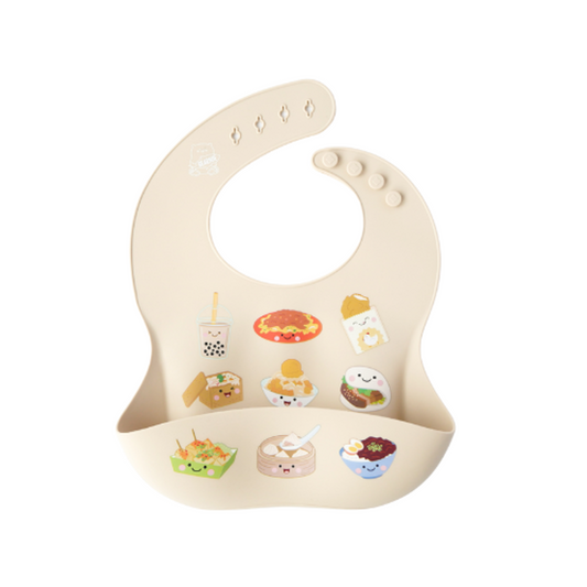 Little Bearnie Silicone Bib - Taiwan Foodies (Latte)